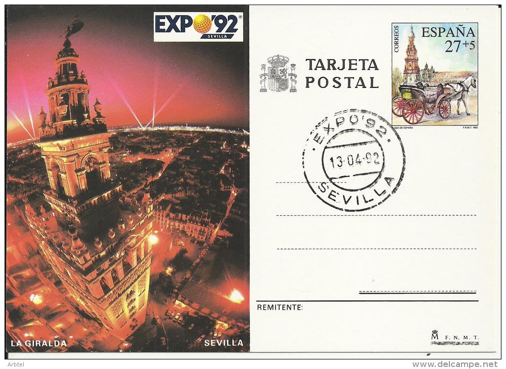 SEVILLA EXPO 92 ENTEROS POSTALES CON 7 MATASELLOS DE LAS OFICINAS POSTALES DE LA EXPO REF.1 - 1992 – Sevilla (Spanje)