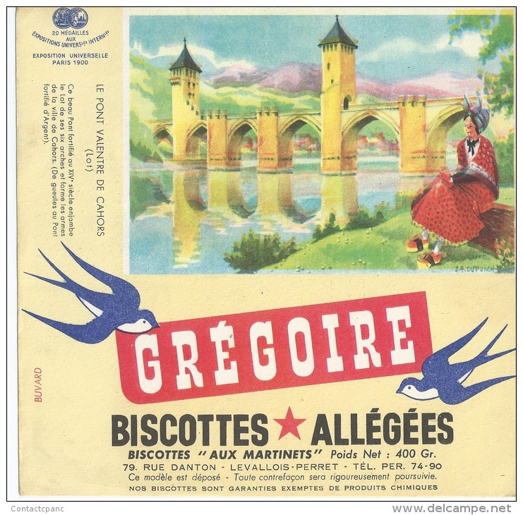 Biscotte   GREGOIRE   - Le Pont VALENTRE  - Cahors   ( 46)   Illustrée Par J. A. DUPUICH - Biscottes