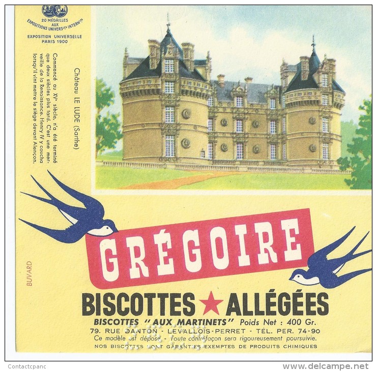 Biscotte   GREGOIRE   - Le Château De LE  LUDE    ( 72 ) - Biscottes