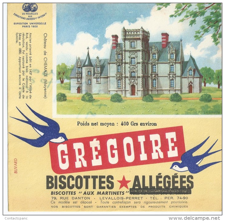 Biscotte   GREGOIRE   - Le Château De CHEMAZE    ( 53 ) Surimpression De La Ligne Et Déplacée Au -dessus - Zwieback