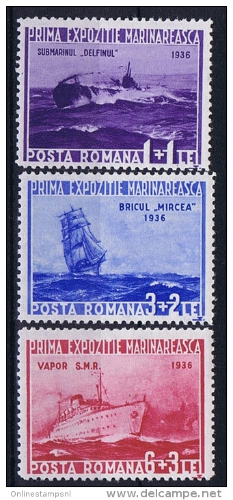 Romenia: 1936, Mi Nr 519 - 521, MNH/**, Ships - Ungebraucht