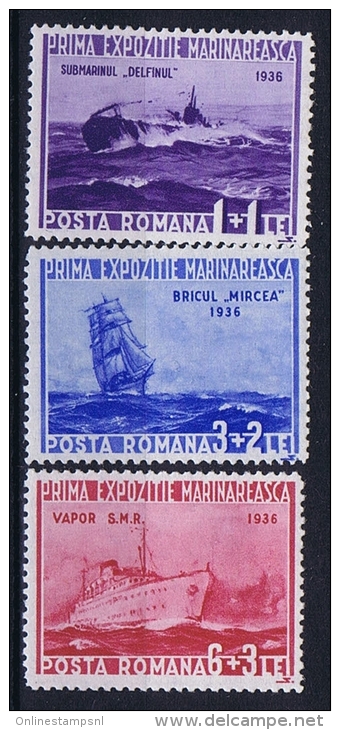 Romenia: 1936, Mi Nr 519 - 521, MNH/**, Ships - Ungebraucht