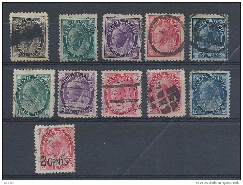 Canada Lot De 11 Timbres Ob Victoria 1897.99  C.26&euro; - Other & Unclassified