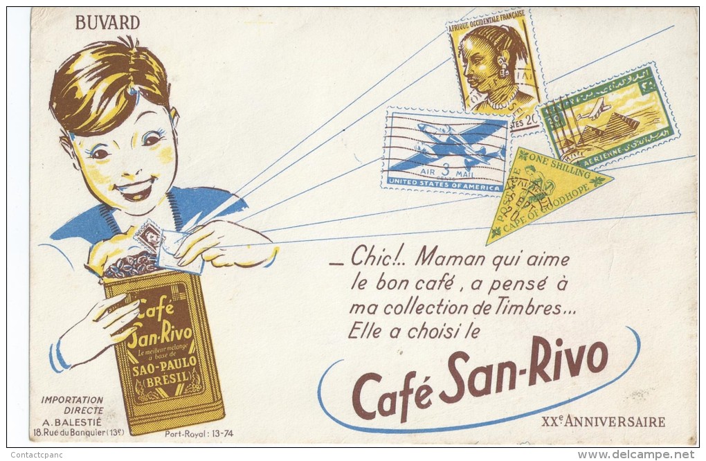 Café  "  SAN  -  RIVO  "     Collection De TIMBRES - Koffie En Thee