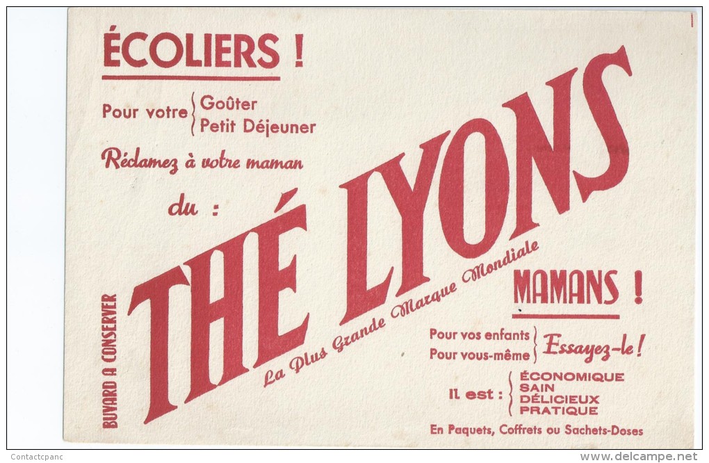 Thé   "   LYONS   "      -   Ft  =  20 Cm X 13.5 Cm - Koffie En Thee