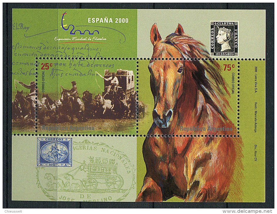 CL 104 - P.15 - Argentine ** Bloc N° 74 - "Espana 2000" Expo Philat. Chevaux - Nuovi