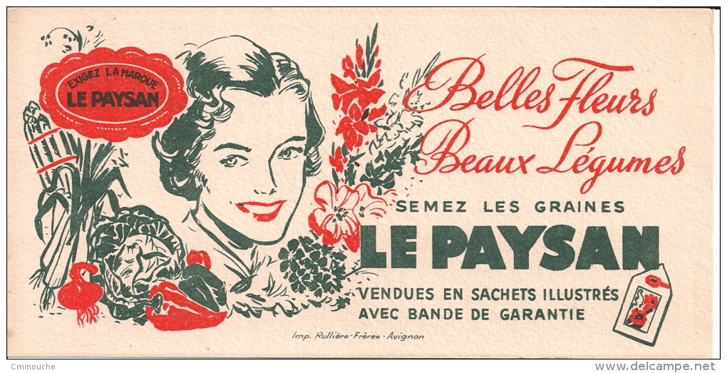 Buvard Publicitaire Impeccable, Graines Le Paysan, Fleurs, Légumes - Landbouw