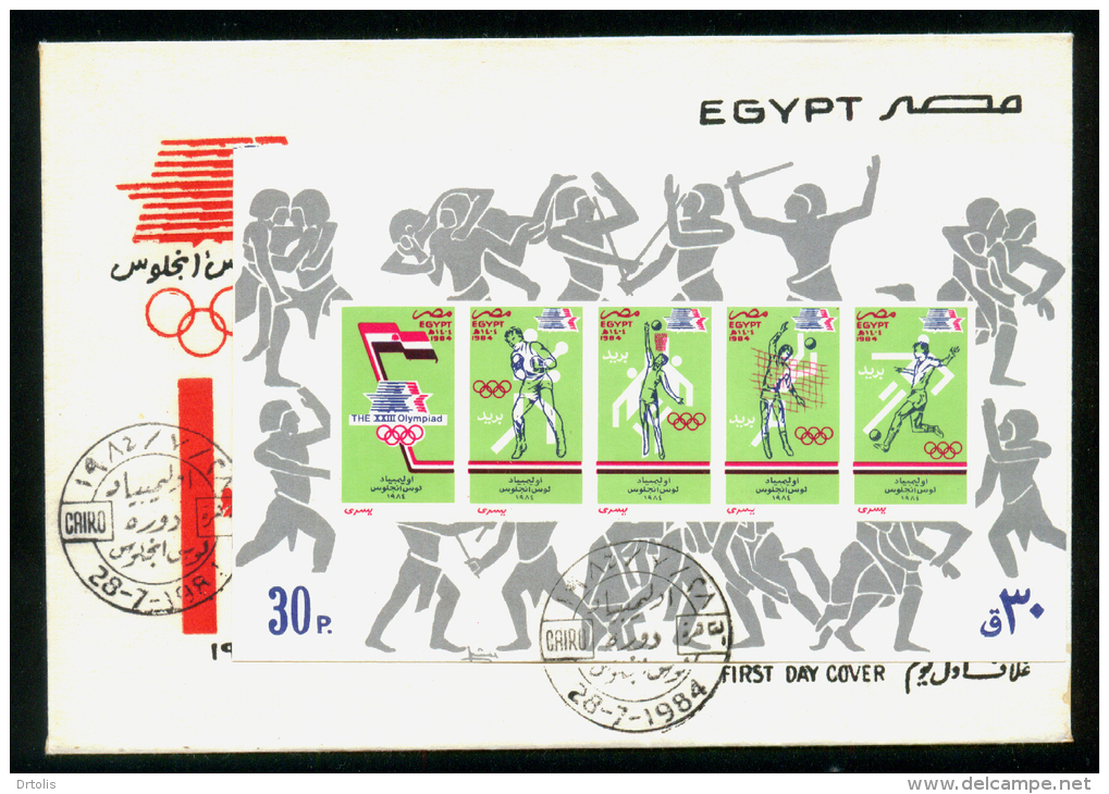 EGYPT / 1984 / USA / SPORT / OLYMPIC GAMES ; LOS ANGELES 84 / BOXING ; BASKETBALL ; VOLLEYBALL & FOOTBALL / FDC - Briefe U. Dokumente