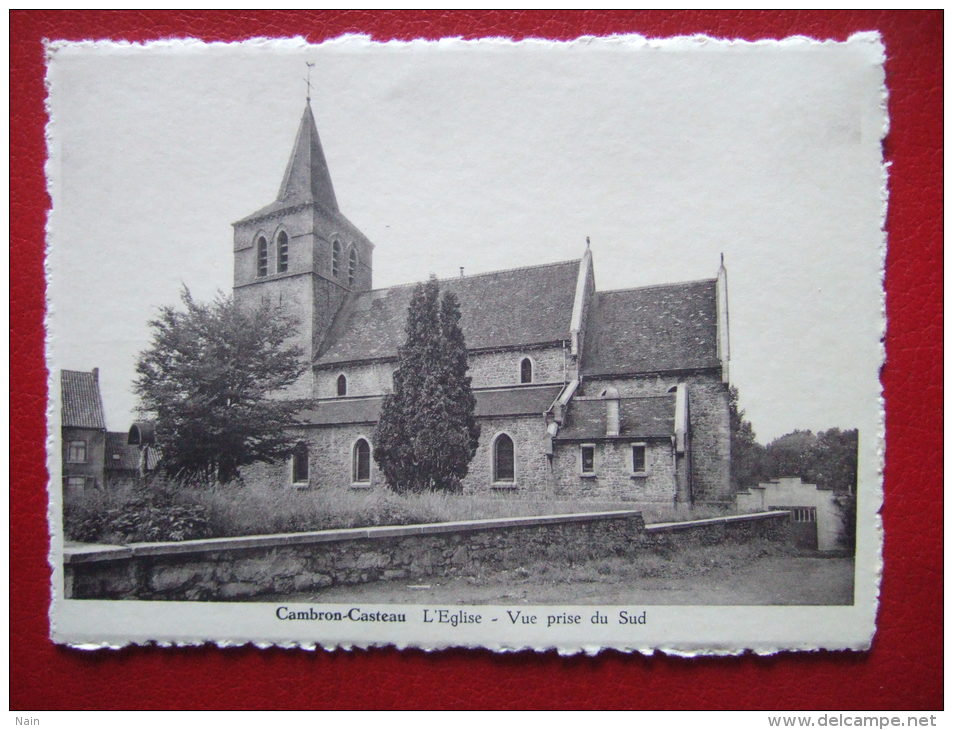 BELGIQUE - CAMBRON - CASTEAU - L´ EGLISE - VUE PRISE DU SUD -  " FOTO WOUTEERS , AVERBODE " - CARTE RARE - - Brugelette