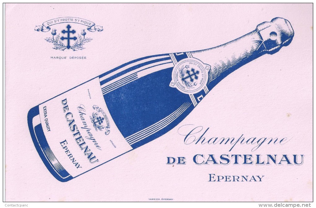 BUVARD  - Champagne  "  De  CASTELNAU  "  Epernay  ( 51 )    -   Ft  =  21 Cm  X 13.5 Cm - Drank & Bier