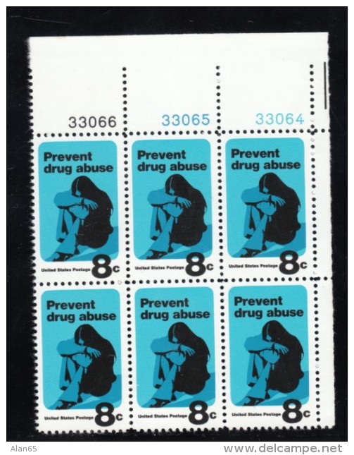 Lot Of 3 US Stamp Plate # Blocks 4 Or 6 #1436 #1437 #1438, Emily Dickinson San Juan Island, Drug Abuse - Plate Blocks & Sheetlets