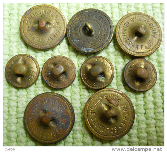 Lot 9 Boutons Anciens Ancre Marine Diam 1,8 Cm -0,8cm A.P &amp; Cie Paris TW&amp;W Cu Ou Bz Port Inclus Pour Europe Voir - Knoppen