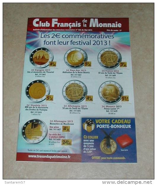 Catalogue Club Français De La Monnaie Mai 2013 N° 166 - Französisch