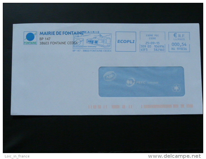 Tramway Fontaine Isère EMA  Sur Lettre Slogan Meter On Cover - Tram