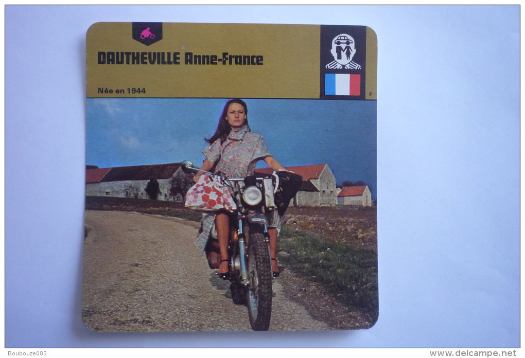 Transports - Sports Moto-carte Fiche Moto-jeune Femme à Moto-dautheville Anne-france-née En 1944( Description Au Dos - Sport Moto