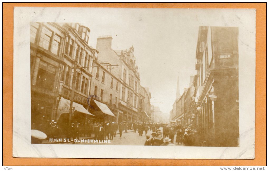 Dunfermline High Street 1910 Real Photo Postcard - Fife