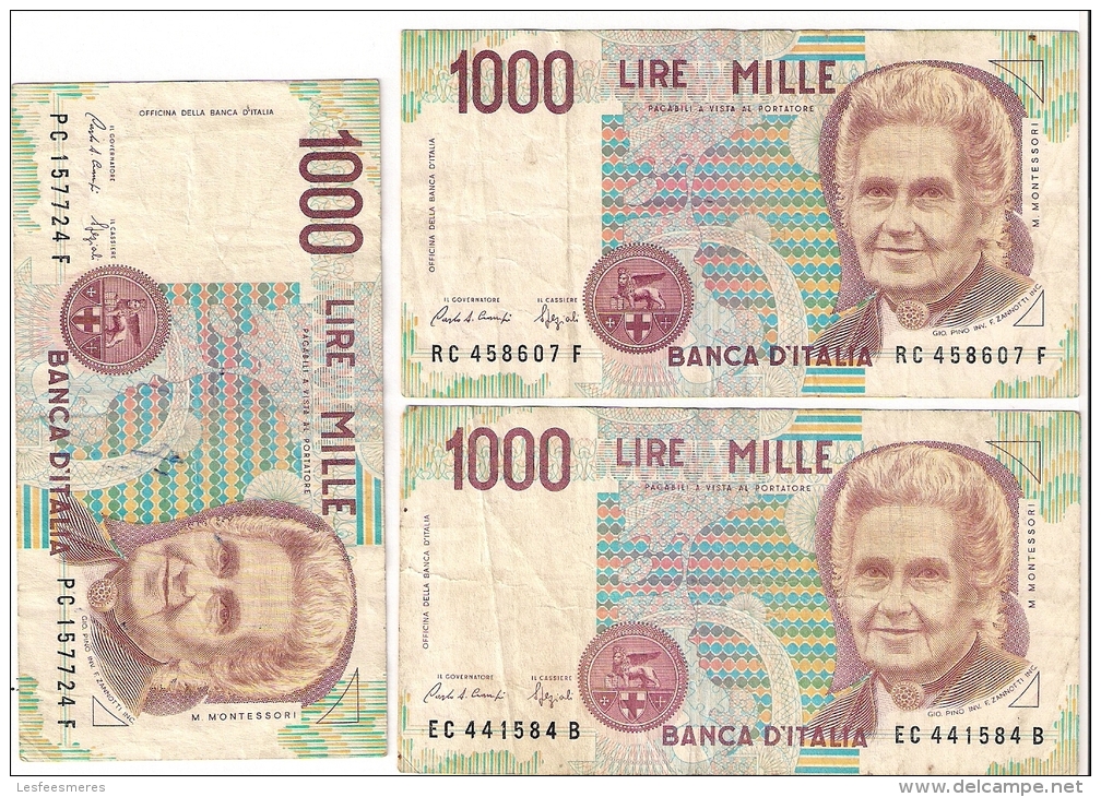 Lot 7 Billets 1000 Lires Montessori - 1000 Lire