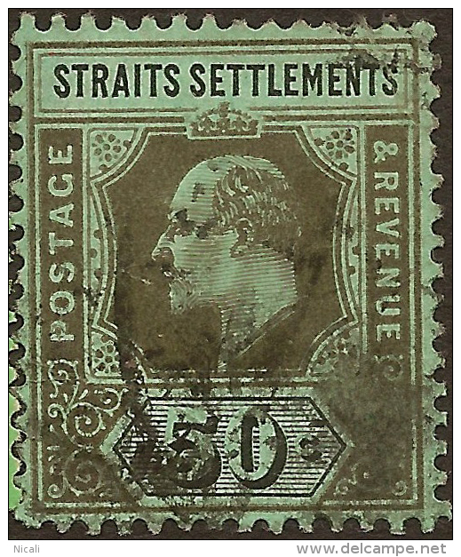 STRAITS SETTLEMENTS 1906 50c KEVII SG 164 U ZC513 - Straits Settlements
