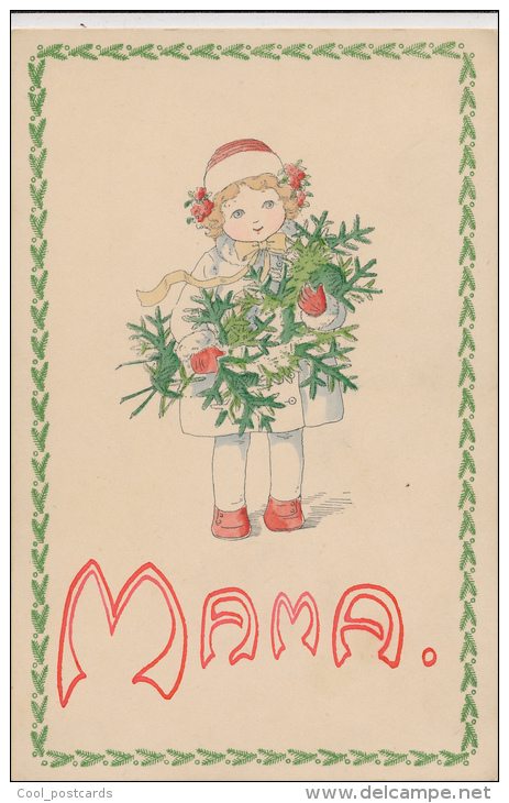 BAUMGARTEN??, UNSIGNED, DARLING LITTLE GIRL WITH CHRISTMAS TREE,  NM Cond. Hand Coloured PC, Unused - Baumgarten, F.