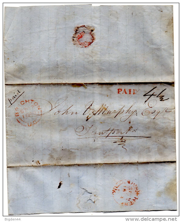 Lettre De Brighton (17. Sept.1849) Pour Suntport (?)_ River Trent_PAID - ...-1840 Precursori