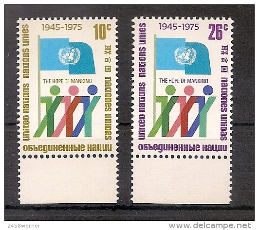 UNO NY, Vereinte Nationen 1975, Nr. 283-284 30 Jahre Vereinte Nationen (UNO) Postfrisch (mnh) - Ongebruikt