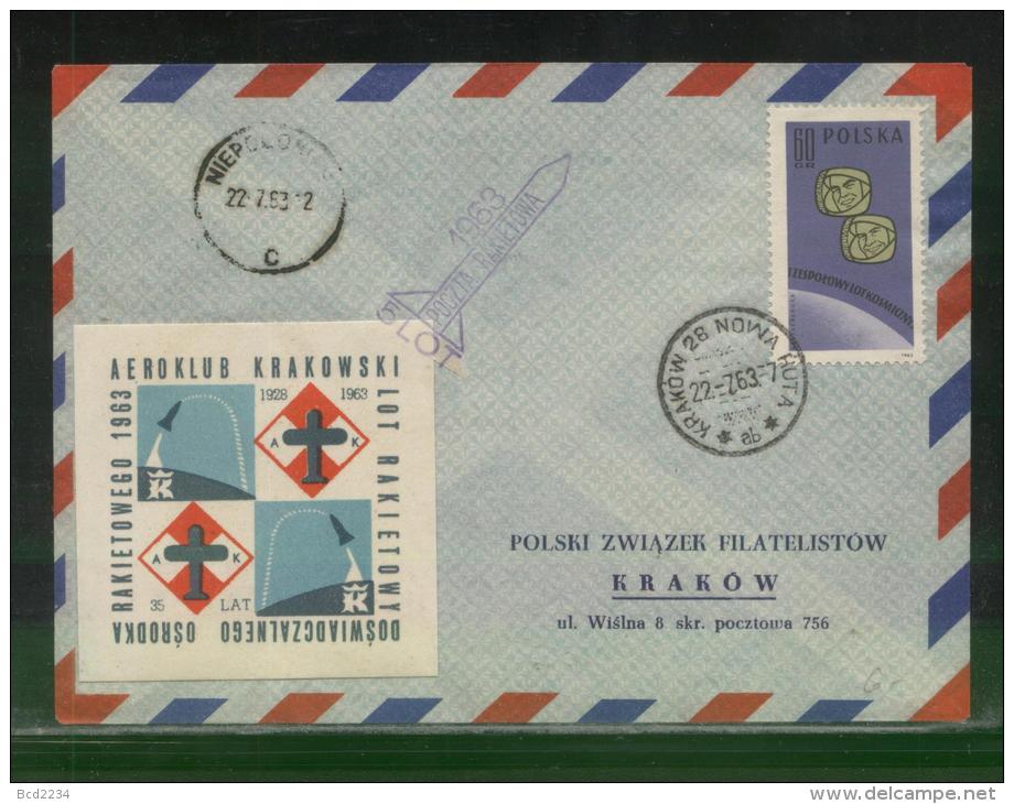 POLAND 1963 5TH ROCKET POST FLIGHT KRAKOW FLOWN COVER ROCKETS SPACE CINDERELLA - Rockets