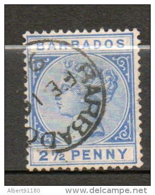 BARBADE  Victoria 2 1/2p Bleu 1882-86 N°41 - Barbades (...-1966)