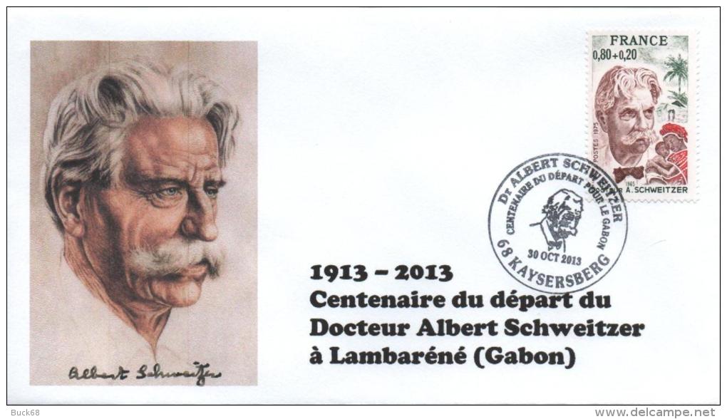 Cachet Temporaire Albert SCHWEITZER Expo KAYSERSBERG 100 Ans Départ Gabon 02 - Albert Schweitzer