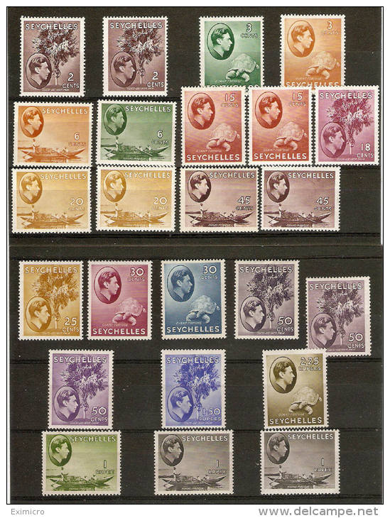 SEYCHELLES 1938-49 SET TO 2R 25 SG 135/148 MOUNTED MINT Cat £771+ - Seychelles (...-1976)