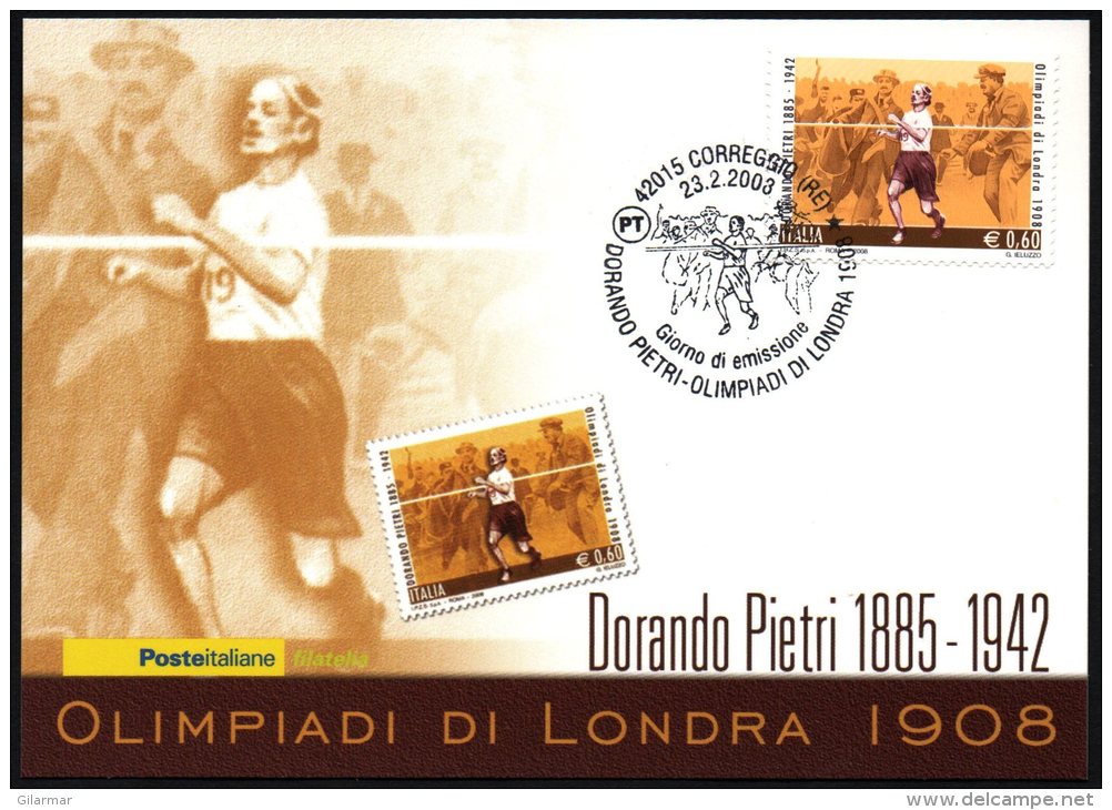 ATHLETICS / OLYMPIC GAMES - ITALIA CORREGGIO 2008 - DORANDO PIETRI - OLIMPIADI DI LONDRA 1908 - CARTOLINA POSTE ITALIANE - Sommer 1908: London