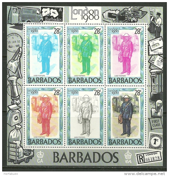 Barbados    "Early Mailman"    Set &  1 Sheet Of 6)     SC# 532-33af   MNH** - Barbados (1966-...)