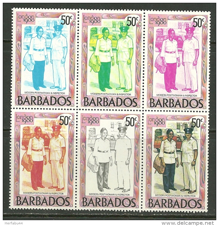 Barbados    "Early Mailman"    Set &  1 Sheet Of 6)     SC# 532-33af   MNH** - Barbados (1966-...)