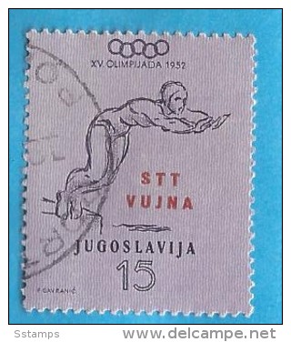 1952 SPORT OLYMPISCHE SPIELEN HELSINKI  SCHWIMMEN JUGOSLAVIJA ITALIJA TRIESTE B USED - Oblitérés