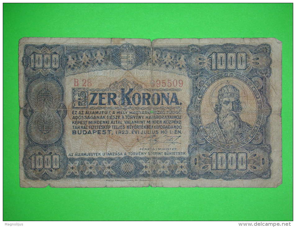 Hungary,ezer Korona,1000 Kronen,1923.,banknote ,paper Money,bill,vintage - Ungheria