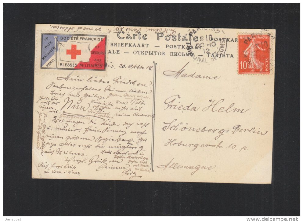 France CP Maison De Henri IV Croix Rouge Societe De Secours Aux Blesses Militaires 1912 - Red Cross