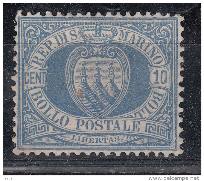 Rep. Di San Marino - 1877 - 10 Cent. Sass. 3a ** Perizia Sottoriva - Unused Stamps