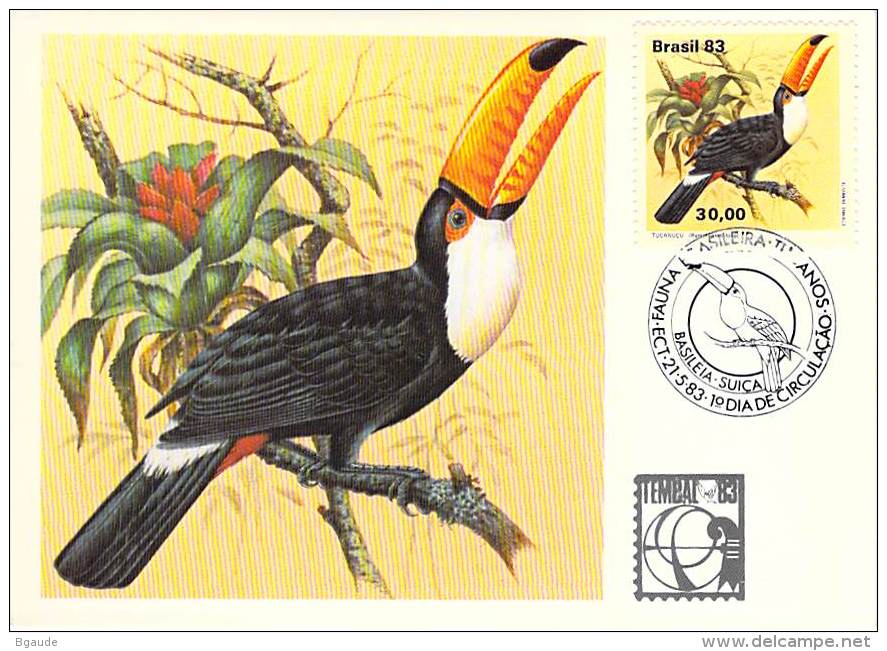 BRESIL CARTE MAXIMUM NUM.YVERT 1600 FAUNE OISEAU TOUCAN - Cartoline Maximum