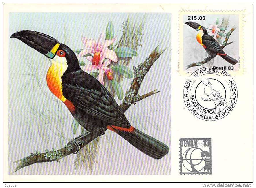 BRESIL CARTE MAXIMUM NUM.YVERT 1603 FAUNE OISEAU TOUCAN - Tarjetas – Máxima