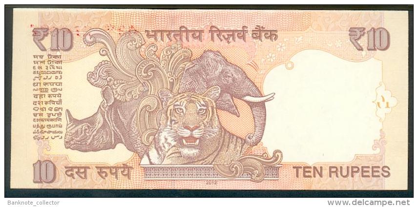 India, Indien, Wrong Cut Error Banknote, Fehlschnitt,10 Rupees, P. 95, Sign. 90, 2013, UNC ! - India