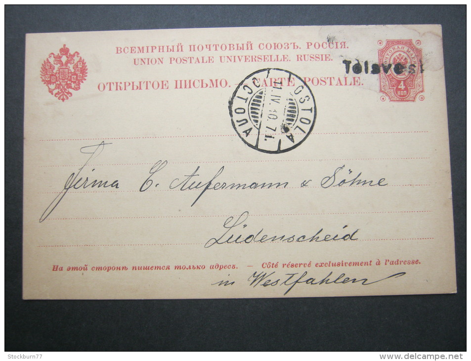 1910,  TELSVESI , Einzeiler Auf Ganzsache - Lettres & Documents