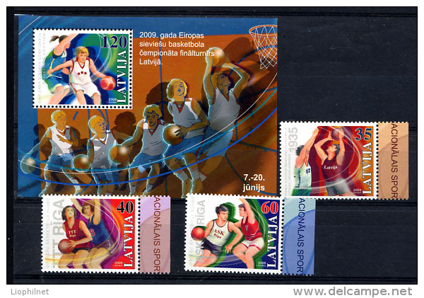 LETTONIE LATVIA 2009, BASKET-BALL, 3 Valeurs Et 1 Bloc, Neufs / Mint. R1833 - Summer 1996: Atlanta