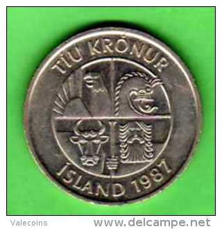 ISLANDA ICELAND ISLAND IJSLAND - 1987 - 10 Kronur - KM 29.1 - Islande