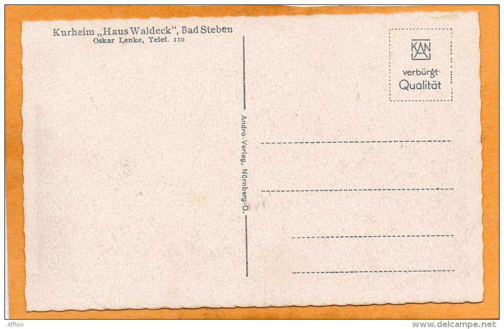 Hasu Waldeck Bad Steben Old Postcard - Bad Steben