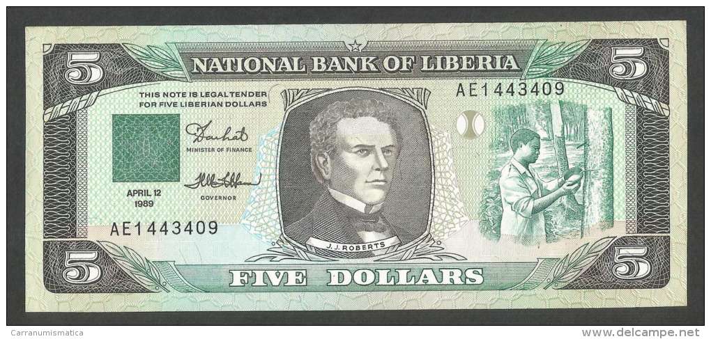 [NC] NATIONAL BANK Of LIBERIA - 5 DOLLARS (1989) - Liberia