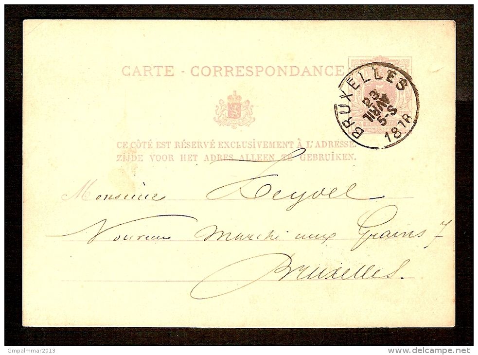 Postkaart Van 5 Centimes Met Curiositeit " AVRIL Omgekeerd Op Afstempeling BRUXELLES Dd. 23/4/1878 " ! ZELDZAAM ! - 1869-1888 León Acostado