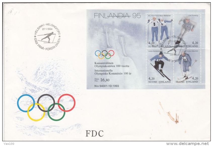 WINTER OLYMPIC GAMES, LILEHAMMER, SKI, SKATING, COVER FDC, 1994, FINLAND - Hiver 1994: Lillehammer