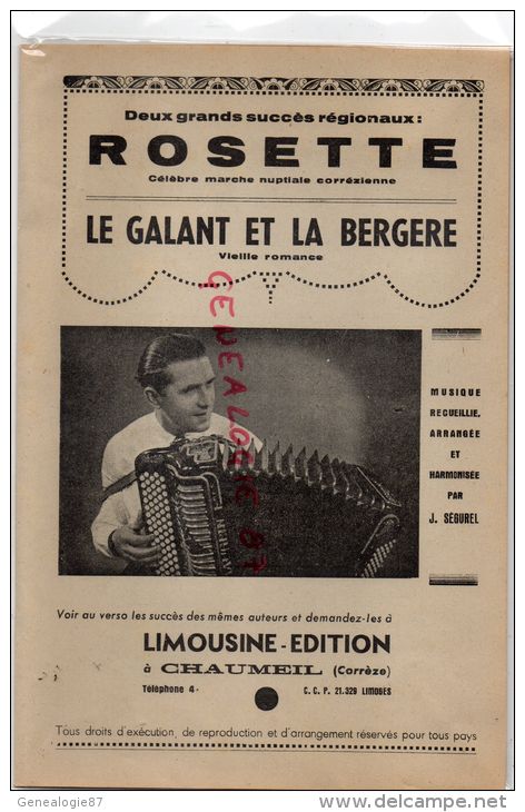 19- CHAUMEIL - PARTITION JEAN SEGUREL-ROSETTE MARCHE NUPTIALE CORREZIENNE- LE GALANT ET LA BERGERE-ACCORDEON - Autres & Non Classés