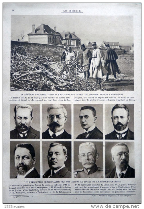 LE MIROIR N° 175 / 01-04-1917 : RÉVOLUTION RUSSIE ROYE BAPAUME LIBÉRATION NOYON NOUMEA GUISCARD MOSSOUL FRANCHEY D'ESP