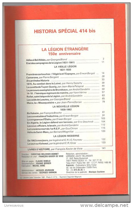 150 ème Anniversaire De La Légion Etrangère (1831-1981) N° 414 Bis Spécial HISTORIA De 1981 - Français