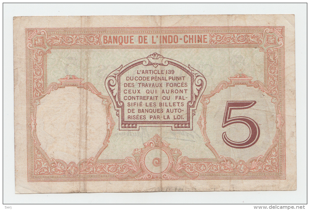 New Caledonia Noumea 5 Francs 1926 AVF P 36b 36 B - Nouméa (Neukaledonien 1873-1985)